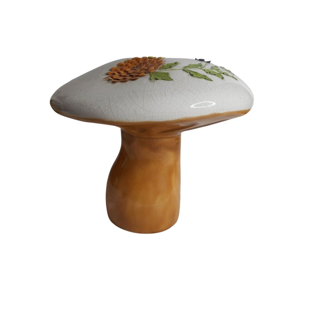 Vintage MCM Large Floral Butterfly Ceramic Mushroom Figure 8" tall Estate Find - Picture 2 of 9